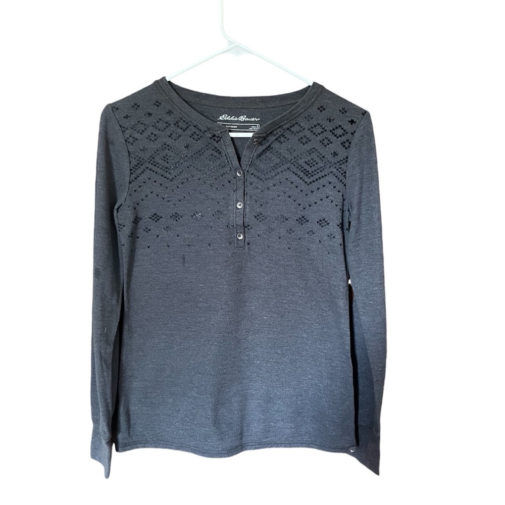 Eddie Bauer Women’s long sleeve t-shirt, top, Aztec theme design, small, knit